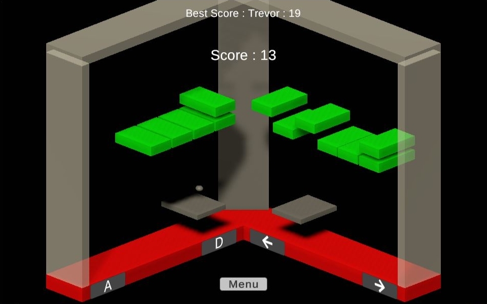 A 3-D breakout-style game with two planes of bricks at right angles, a paddle for each, and a ball that bounces between them.